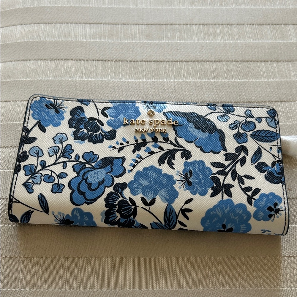 Kate Spade White and Blue Floral Wallet